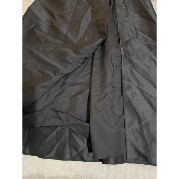 NWT Alfred Sung Black Gown SZ 14 R Women Off Shoulder Ruffle Neck Satin Trumpet - Picture 9 of 14